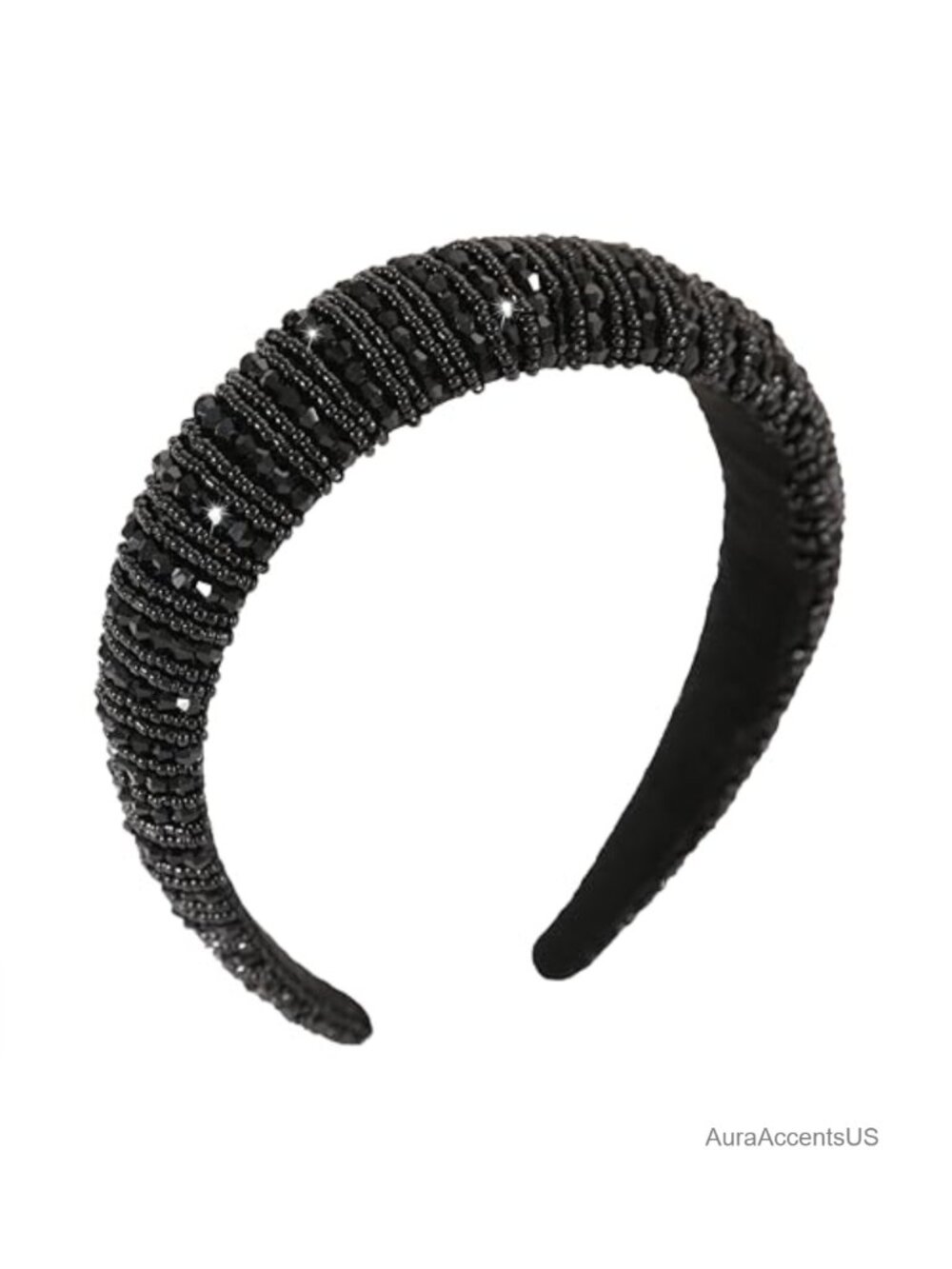 Rhinestone Beaded Headband Sparkly Crystal Bling Padded Hair Accessory